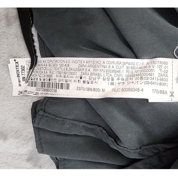 Zara Basic Top Womens M Black Silky Modal Cutout Neckline Tie Wrap Drape Back - Picture 4 of 8